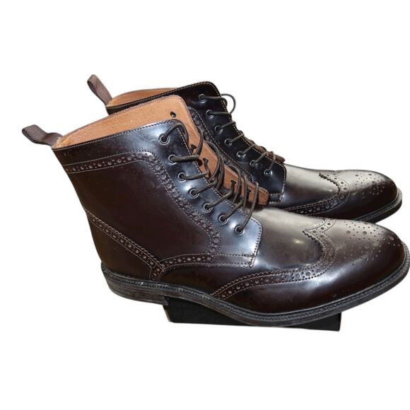 Stafford Brogue Cap Toe Lace- Up Boots Brown Leather Men's 11 - Picture 9 of 9
